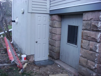 New exterior door on our bathroom addition on the basement level.